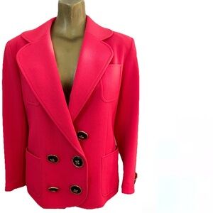 CHRISTIAN LACROIX Paris Neon CORAL Wool BLAZER Jacket Size 38 Needs Repair
